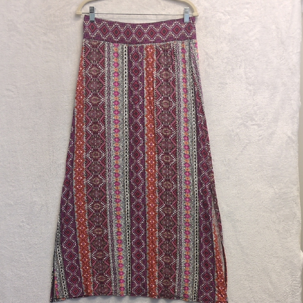 DB Women's Pink Pattered Geometric Maxi Skirt Size M
